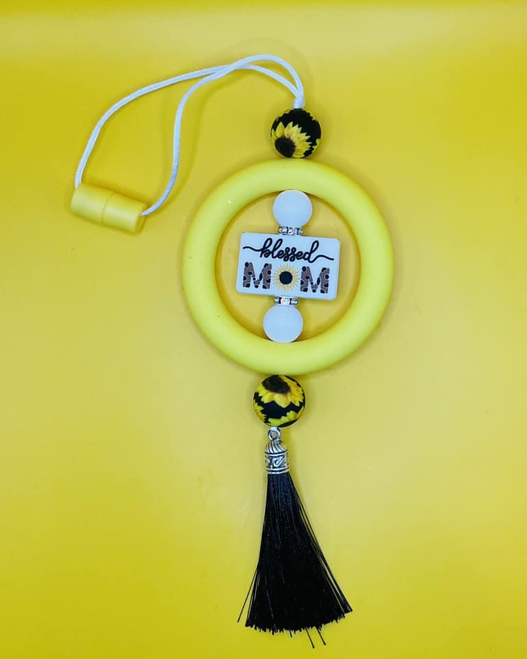 blessed mom car charm