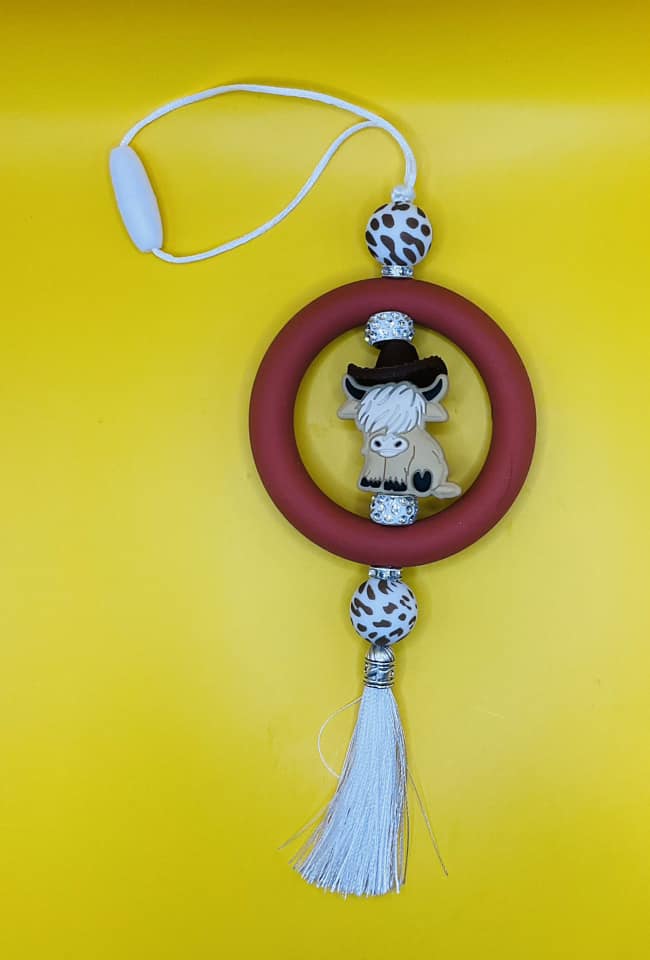 cow hat car charm